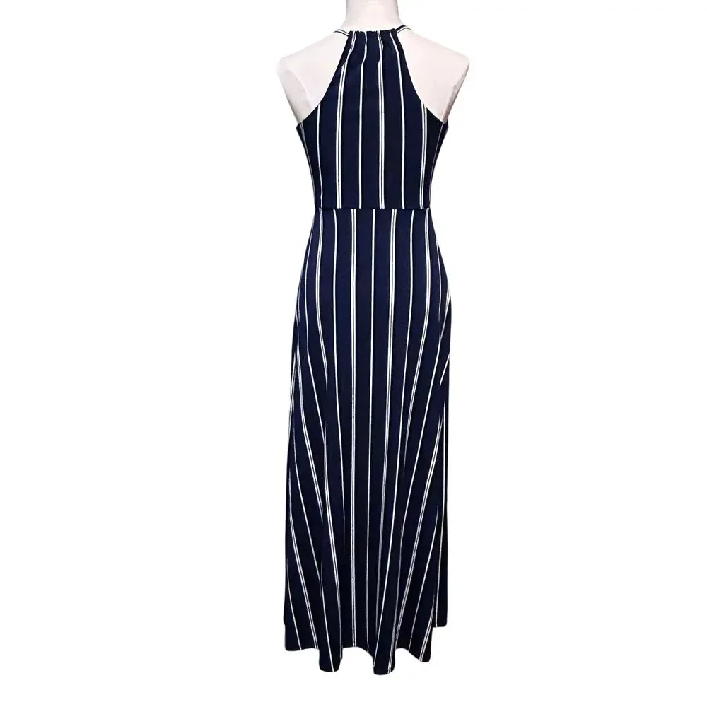 Candies Maxi Dress Women's Blue w/White Stripes Small - Picture 4 of 10
